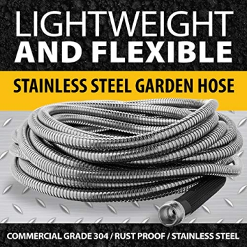 Durable 50 Ft Bionic Steel Garden Hose with Nozzle