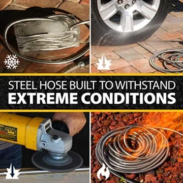 Durable 50 Ft Bionic Steel Garden Hose with Nozzle