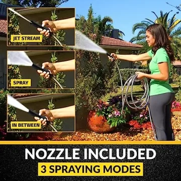 Durable 50 Ft Bionic Steel Garden Hose with Nozzle