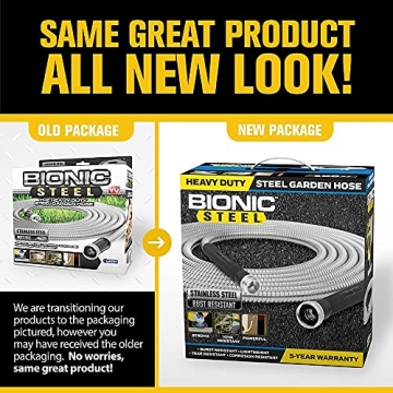 Durable 50 Ft Bionic Steel Garden Hose with Nozzle