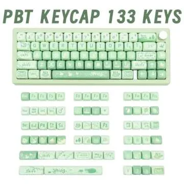 COOMICKEY PBT keycaps MOA Profile, Cute Keycaps Set, 133 Keys Dye-Sublimation Keycaps with Key Pulle...