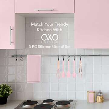 COOK WITH COLOR Silicone Cooking Utensils, Kitchen Utensil Set, Easy to Clean Silicone Kitchen Utens...