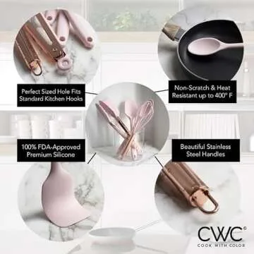 Compact COOK WITH COLOR Silicone Kitchen Utensils Set