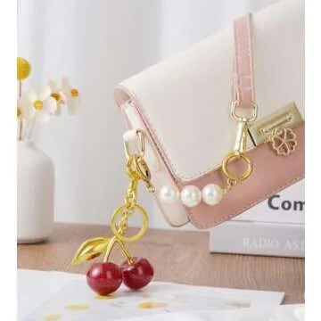 Cherry Keychain Cherry Bag Charm Keychain Car Cherry Accessories Keychian Cute Cherry Accessories Gi...