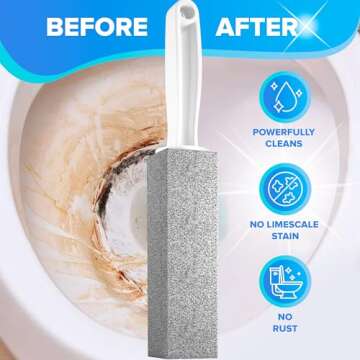 DISIWENE Pumice Cleaning Stone with Handle - Effective Toilet Bowl Cleaner & Hard Water Ring Remover
