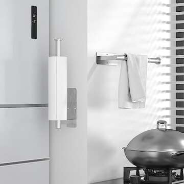 ASTOFLI Wall Mount Paper Towel Holder Silver, Sturdy Under Cabinet Paper Towel Holder Wall Mount, St...