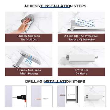 ASTOFLI Wall Mount Paper Towel Holder Silver, Sturdy Under Cabinet Paper Towel Holder Wall Mount, Stainless Steel Hanging Paper Towel Holder Silver, Strong Self Adhesive Wall Paper Towel Holder Silver