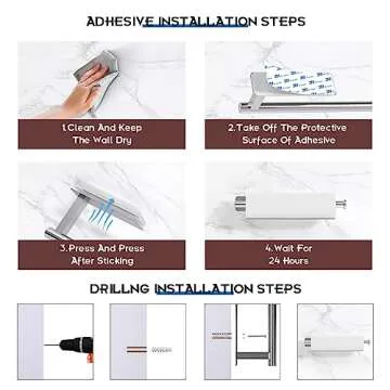 ASTOFLI Wall Mount Paper Towel Holder Silver, Sturdy Under Cabinet Paper Towel Holder Wall Mount, Stainless Steel Hanging Paper Towel Holder Silver, Strong Self Adhesive Wall Paper Towel Holder Silver