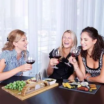 Bamboo & Slate Cheese Board Set, 16X13 Inchs Extra Large Charcuterie Platter Serving Tray With Knife Set, Unique Gifts for Christmas Wedding Birthday Anniversary Housewarming Valentine's Day