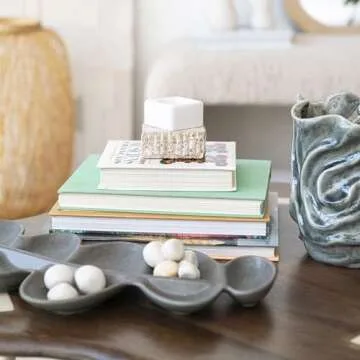 Bloomingville Decorative Marble and Travertine Candle Holder, White and Natural