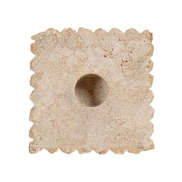 Bloomingville Decorative Marble and Travertine Candle Holder, White and Natural