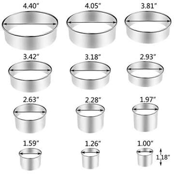 12 Piece Stainless Steel Round Cookie Cutters Set