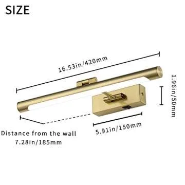 Joosenhouse Wireless Picture Light Battery Operated Rechargeable Picture Light 16.53in with Remote Control Dimmable and Timer Off Adjustable Swing Arm Brass LED Battery Spotlight for Picture Display