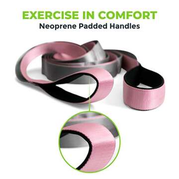 Gradient Fitness Stretching Strap for Physical Therapy, 12 Multi-Loop Stretch Strap 1.5" W x 8' L, Neoprene Handles, Physical Therapy Equipment, Yoga Straps for Stretching, Leg Stretcher, (Pink/Grey)