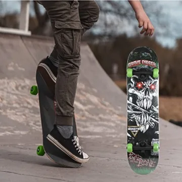 Monster Jam 31-inch Maple Skateboard for Cruising & Tricks
