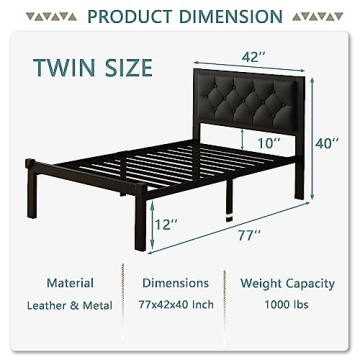 Feonase Twin Metal Bed Frame - Stylish & Durable Design