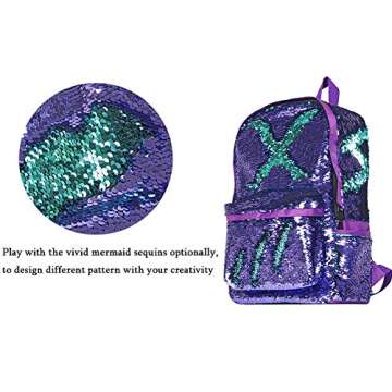 Pizoff Reversible Sequin Backpack for Girl Boys Sparkly Lightweight Travel Backpack
