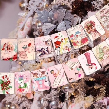 Pink Vintage Christmas Banner for Festive Home Decor