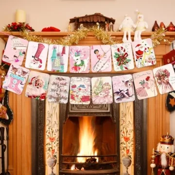 Pink Vintage Christmas Banner for Festive Home Decor