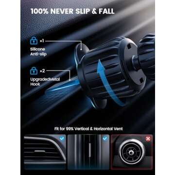 Lamicall Fits MagSafe Car Mount Vent - [2024 Upgraded HD Glass Surface] Magnetic Phone Holders for Your Car - Car Phone Holder Mount for iPhone 16 15 14 13 Pro Plus Max Mini for Mag Safe Case