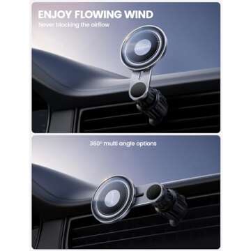Lamicall Fits MagSafe Car Mount Vent - [2024 Upgraded HD Glass Surface] Magnetic Phone Holders for Your Car - Car Phone Holder Mount for iPhone 16 15 14 13 Pro Plus Max Mini for Mag Safe Case