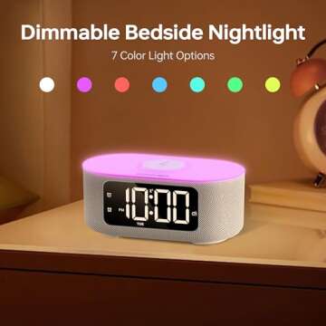 JALL Fabric Alarm Clock with Wireless Charging & Bluetooth Speaker