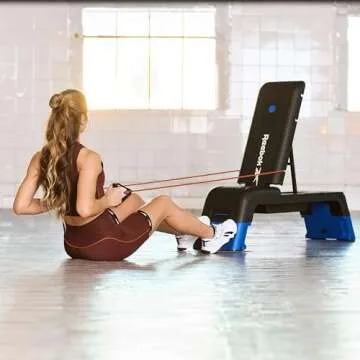 Reebok Deck Multipurpose Adjustable Bench Aerobic Strength Training Incline and Decline, Blue