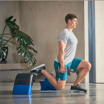 Reebok Deck Multipurpose Adjustable Bench Aerobic Strength Training Incline and Decline, Blue