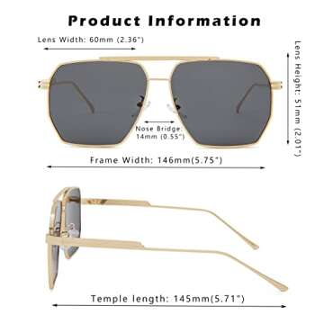 Stylish COASION Oversized Square Sunglasses for Everyone