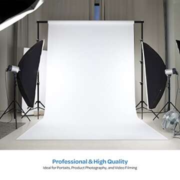 LimoStudio 10' x 20' Backdrop Screen - Pure White, Higher Density 200 GSM Fabric