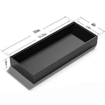 Toilet Tank Tray for Modern Black Bathroom Decor Set of 2 Toilet Tank Topper Paper Storage Decorative Organizer Box Wood Vanity Tray for Counter Decor Dresser Tops 15" x 6" x 2" (Black)