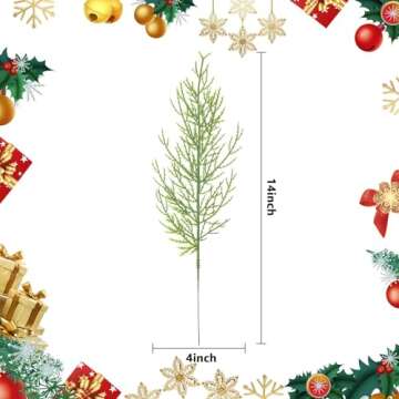 Alpurple 60 Pcs Artificial Pine Branches- 13.7 Inches Fake Greenery Pine Sprigs- Plastic Faux Pine P...