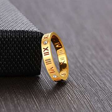 VNOX CZ Roman Numeral Ring - Elegant Women’s Ring