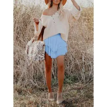 Aoudery Flowy Shorts - Casual Boho Skorts for Women