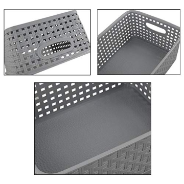 Teyyvn Stackable Plastic Storage Baskets 6-Pack Gray