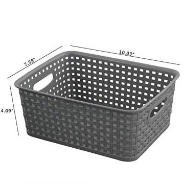 Teyyvn Stackable Plastic Storage Baskets 6-Pack Gray