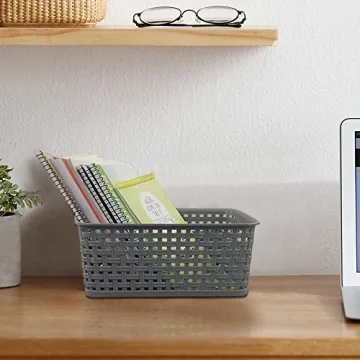 Teyyvn Stackable Plastic Storage Baskets 6-Pack Gray