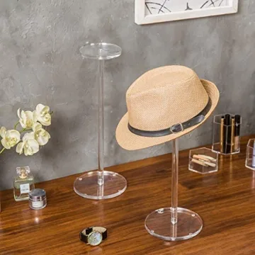 MyGift Clear Acrylic Hat and Wig Display Stand Set