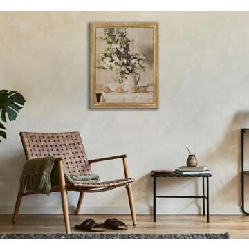 Farmhouse Kitchen Canvas Wall Art Vintage Country Neutral Rustic Muted Flower and Lemon Still Life P...