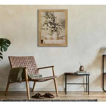 Farmhouse Kitchen Canvas Wall Art Vintage Country Neutral Rustic Muted Flower and Lemon Still Life P...