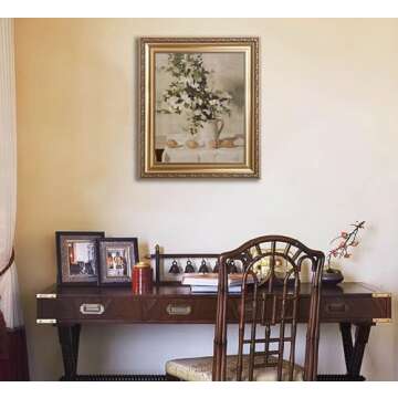 Farmhouse Kitchen Canvas Wall Art Vintage Country Neutral Rustic Muted Flower and Lemon Still Life Painting Picture Wall Decor Poster Print Artwork for Farm Dining Room Home Decoration Unframed Unframed