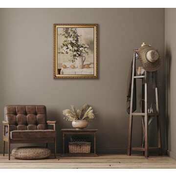 Farmhouse Kitchen Canvas Wall Art Vintage Country Neutral Rustic Muted Flower and Lemon Still Life Painting Picture Wall Decor Poster Print Artwork for Farm Dining Room Home Decoration Unframed Unframed