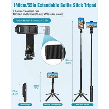 Eocean Selfie Stick Tripod for All Smartphones