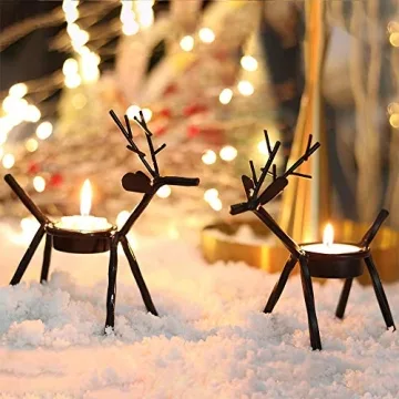 Elegant 6pcs Reindeer Tealight Candle Holders for Festive Decor