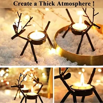 Elegant 6pcs Reindeer Tealight Candle Holders for Festive Decor