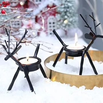 Elegant 6pcs Reindeer Tealight Candle Holders for Festive Decor