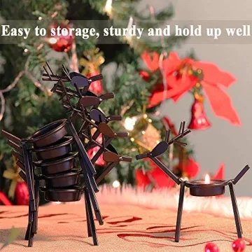 Elegant 6pcs Reindeer Tealight Candle Holders for Festive Decor