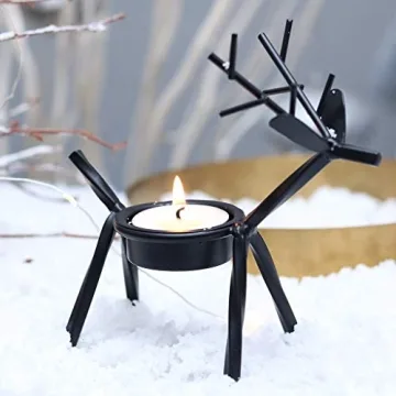 Elegant 6pcs Reindeer Tealight Candle Holders for Festive Decor
