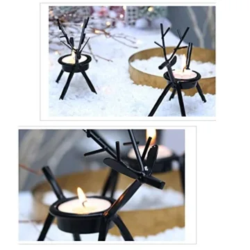 Elegant 6pcs Reindeer Tealight Candle Holders for Festive Decor