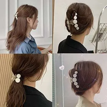 Agirlvct Mermaid Hair Clips, 4 Pack Large Grip Claw Clips, Non-Slip Hair Catch Jaw Clamp Barrette, Jumbo Gift for Thin Hair, Girls, Girlfriend